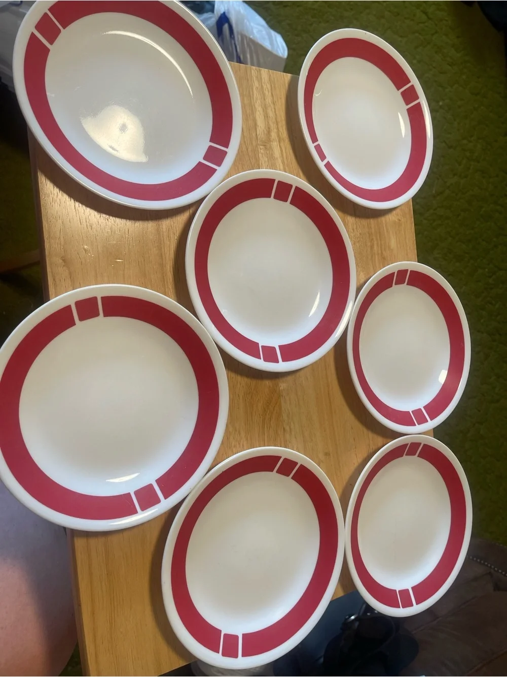 Lot of 7 Corelle Urban Red Bread Butter Plates 6.75” Small Dessert Salad...